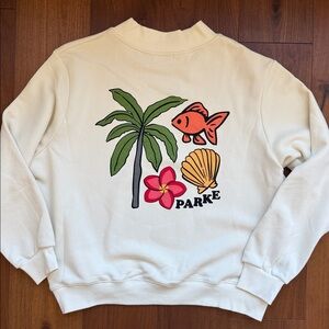 NEW PARKE 
Summerland Graphic Mockneck Sweatshirt
Size L/XL